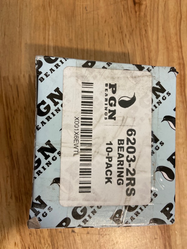 Photo 2 of PGN (10 Pack) 6203-2RS Bearing - Lubricated Chrome Steel Sealed Ball Bearing - 17x40x12mm Bearings with Rubber Seal & High RPM Support