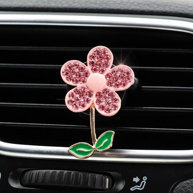 Photo 2 of BlingSHD 4Pack Flower Air Vent Clip Cute Car Air Fresheners Vent Clips Hand Knitted Flower Car Interior Decor for Women