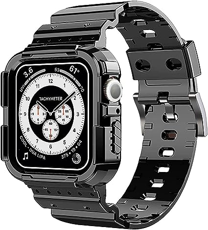 Photo 1 of Blingbrione Clear Case with Band Compatible Apple Watch 45mm 38mm 40mm 41mm 42mm 44mm Women Men Girl,Silicone Jelly Transparent Soft Soprt Strap with Cover for iWatch Series 8 7 6 5 4 3 2 1 SE