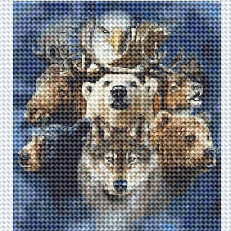 Photo 1 of Tangbr 5D DIY Diamond Painting Kits for Adults Full Round Drill Wildlife Paint with Diamonds Number Kits Embroidery Jewel Art for Adults Bear Eagle Wolf Deer 12x16in 1 Pack