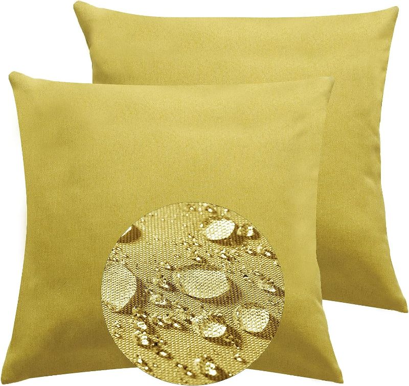 Photo 2 of TOPCHANCES Outdoor Pillow Covers , Outdoor Waterproof Throw Pillow Covers 18x18,Decorative Square Outdoor Pillows Cushion Case Patio Pillows for Patio Garden Porch Sofa(Yellow, 18 X 18 Inches)