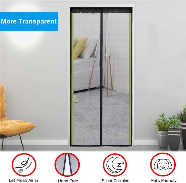 Photo 2 of Fiberglass Magnetic Screen Door 36"x83" Large Magnet Patio Door Mesh Curtain for Door Opening Up to 34" x82" W/Full Frame Hook and Loop Tape Outdoor Patio(Fiberglass, 36"X83")