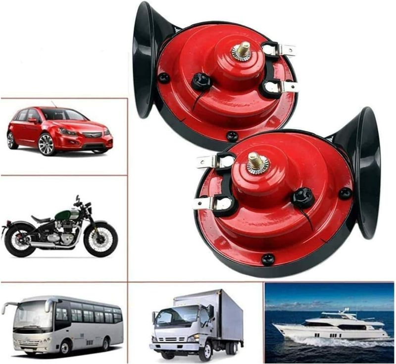 Photo 1 of NUENUN 2 pcs 300 DB Super Loud Train Horn for Truck Train Boat Car Air Electric Snail Single Horn, 12v Waterproof Double Horn Raging Sound Raging Sound for Car Motorcycle
