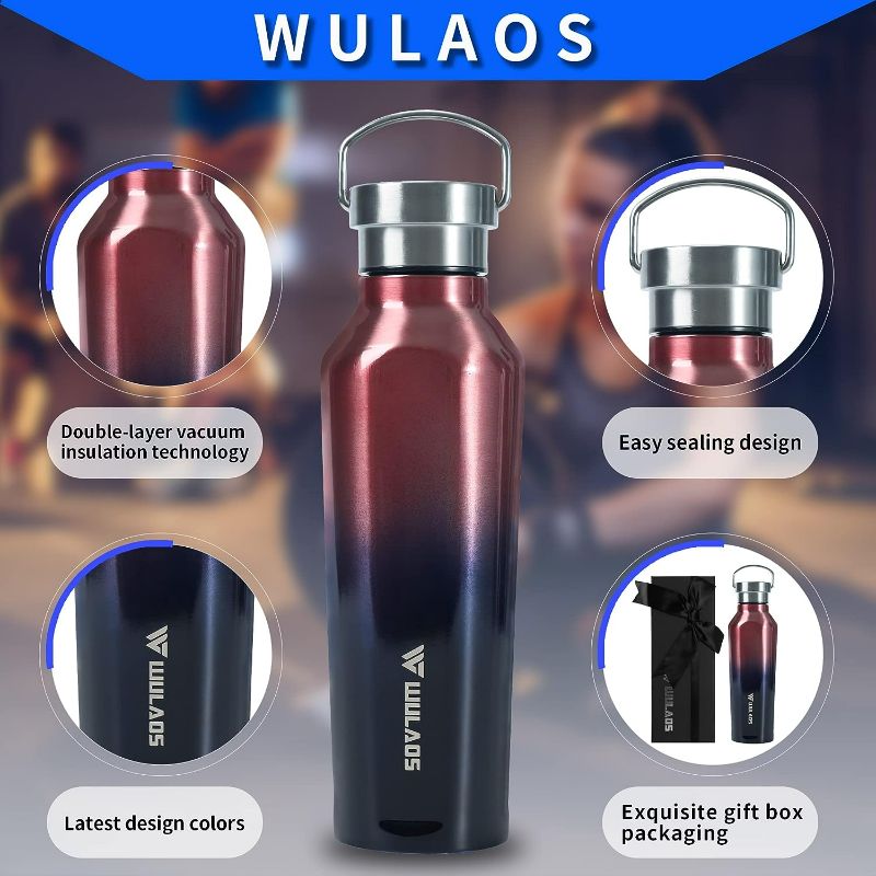 Photo 2 of WULAOS insulation cup vacuum cold water bottle color stainless steel Portuguese 502ml