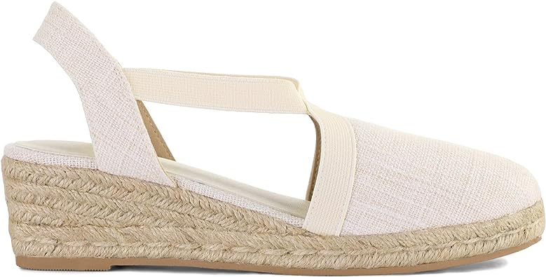 Photo 1 of mysoft Women's Espadrilles Elastic Ankle Strap Closed Toe Platform Wedge Sandals