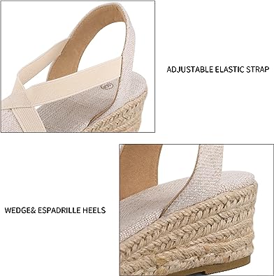 Photo 2 of mysoft Women's Espadrilles Elastic Ankle Strap Closed Toe Platform Wedge Sandals