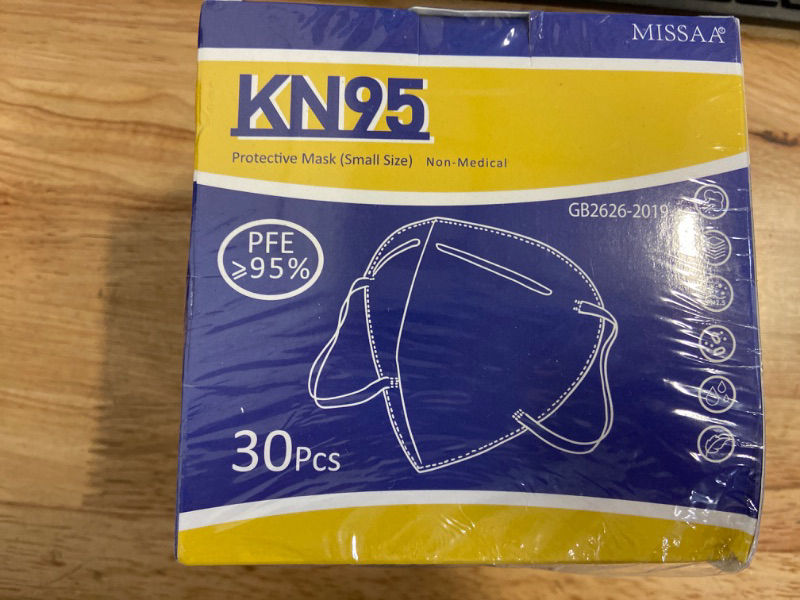 Photo 1 of KN95 Face Masks for Kids, 5 Layers Disposable Protective Mask Small Size Breathable Mask with Elastic Earloops forChildren School Indoor Outdoor Use, Black, 1 Count (Pack of 30)