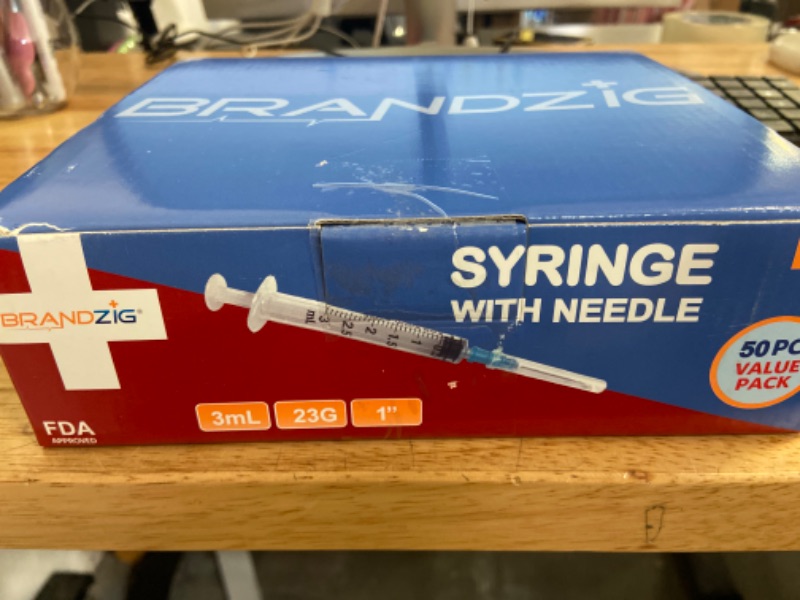 Photo 2 of Brandzig 3ml Syringe with Needle - 23G, 1" Needle 50 Pack 