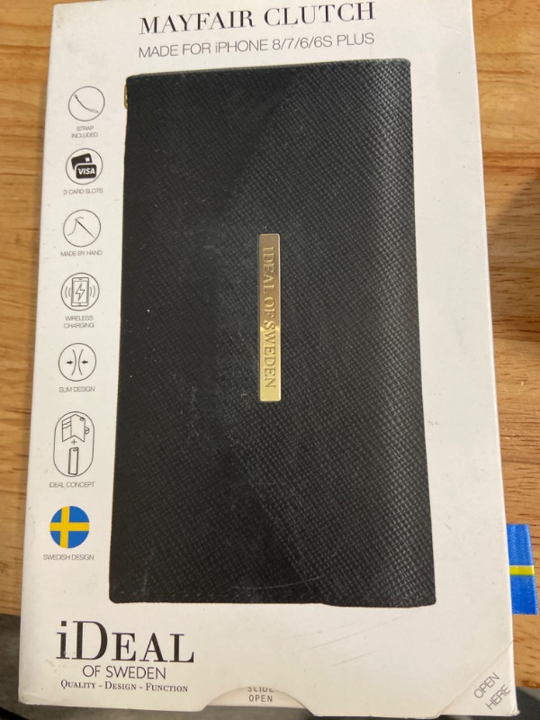 Photo 2 of iDeal Of Sweden Mayfair Clutch Wallet in Black Design for iPhone 8/7/6/6s Plus - Detachable Strap & Magnetic Phone Case w/ Card Slots