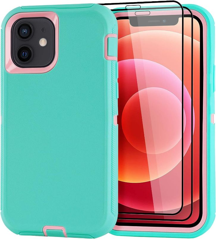 Photo 1 of GYJ for iPhone 12/for iPhone 12 Pro Case 6.1" with 2 Screen Protector,Full Body Rugged Heavy Duty Military Grade Cover,Shockproof/Drop Proof Protection Phone Case (Light Blue Pink)