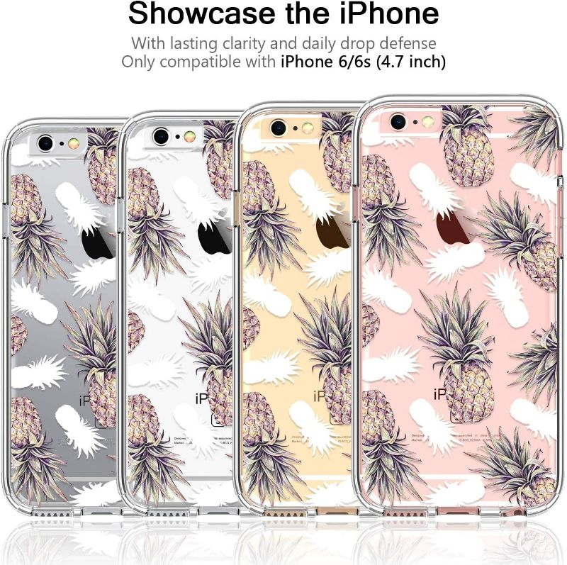 Photo 2 of bicol iPhone 6 Case,iPhone 6s Case,Nice Pineapples Pattern Clear with Design Transparent Plastic Hard Back Case with TPU Bumper Protective Case Cover for Apple iPhone 6/iPhone 6s-126
