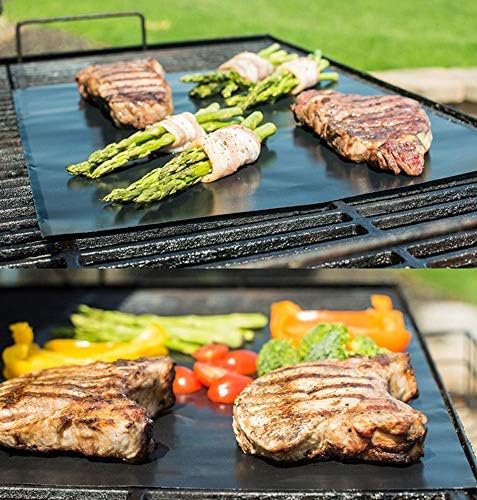 Photo 1 of BBQ Grill Mat Set of 6 - Non-Stick BBQ Outdoor Grill & Baking Mats - Reusable and Easy to Clean - Works on Gas, Charcoal, Electric Grill and More 