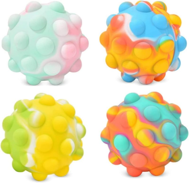 Photo 1 of 4 Packs Pop Ball Fidget Toy, 3D Ball Push Bubble Push Squeeze Ball Sensory Toy, Gift Popular Stress Relieving Fidget Toy Game for Kids Adult
