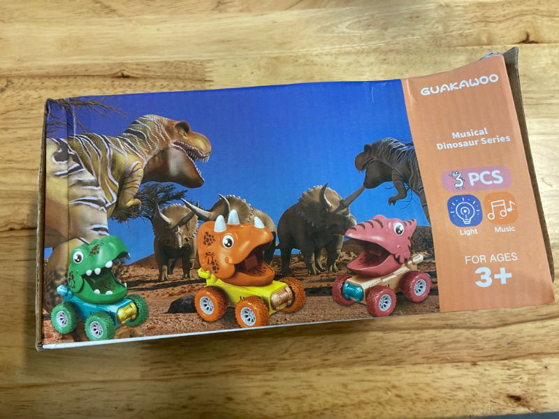 Photo 3 of 3Pcs Dinosaur Toys for 2-5 Year Old Boys, Pull Back Dinosaur Toys for 3 Year Old Boys, Monster Truck Christmas Birthday Gifts for 2, 4, 5 Year Olds, Tyrannosaurus Rex, Triceratops, Pterosaurs
