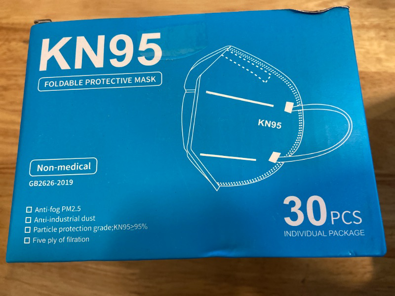 Photo 2 of KN95 Face Masks, Packs of 30, 5-Ply Breathable and Comfortable Safety Mask, Filter Efficiency Over 95%, Protective Cup Dust Masks Against PM2.5 (Black Mask)
