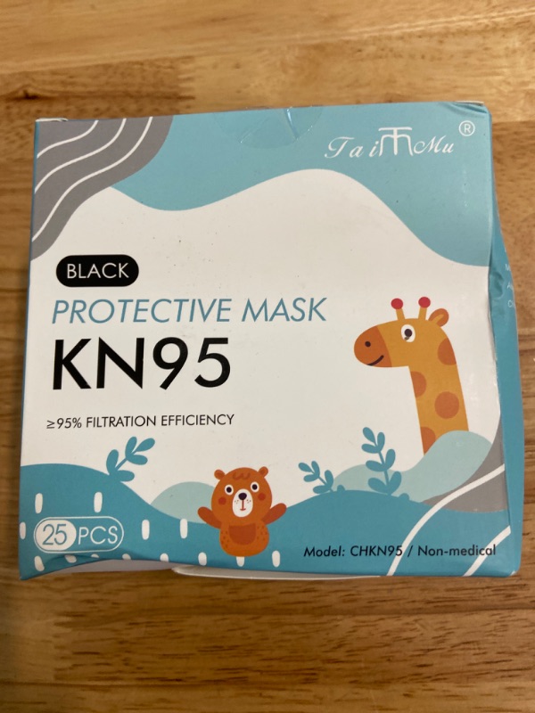 Photo 3 of MOORAY Kids KN95 Mask 25 Pack ,Black KN95 Mask 5-Layer with Adjustable Ear Loop Disposable KN95 Face Masks Protection for Children
