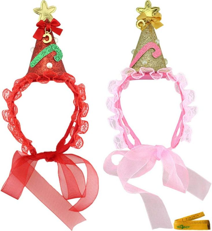 Photo 1 of 2 Pcs Christmas Pets Hair Head Bands Accessories for Kitten Puppy Small Dogs Cats Rabbits Holiday Party Wear 