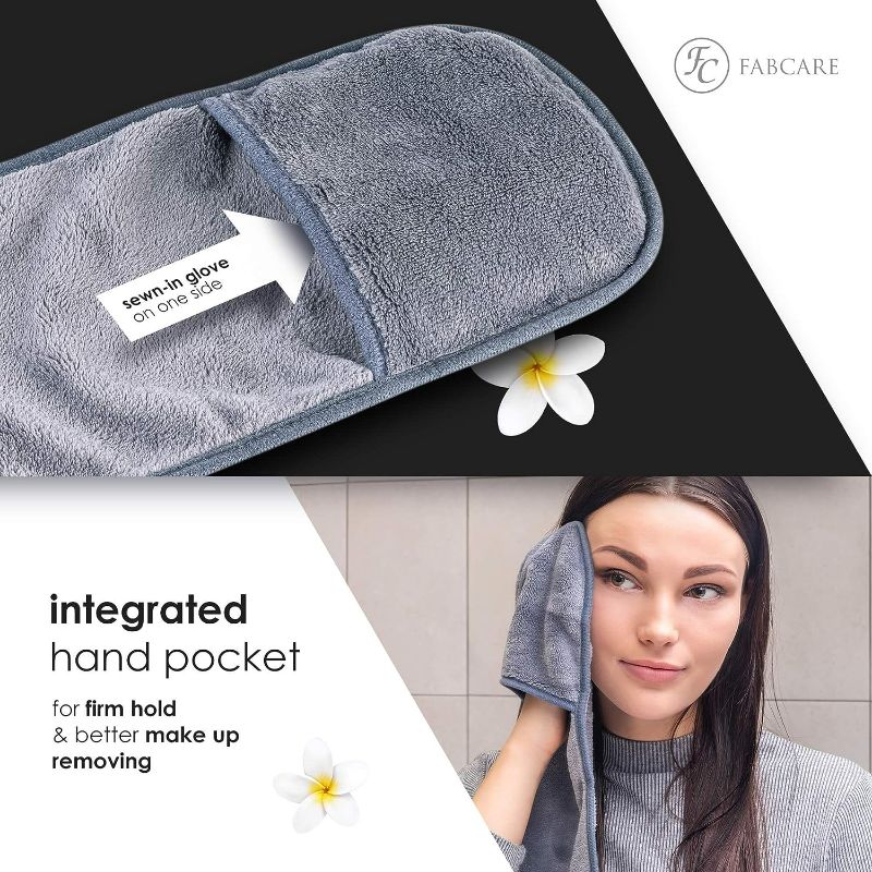 Photo 2 of FABCARE Makeup Remover Cloth Microfibre (4 pieces) - DERMATEST VERY GOOD - Washable up to 95°C - Integrated make-up removal glove - Microfibre face cloths - Make-up remover cloths washable
