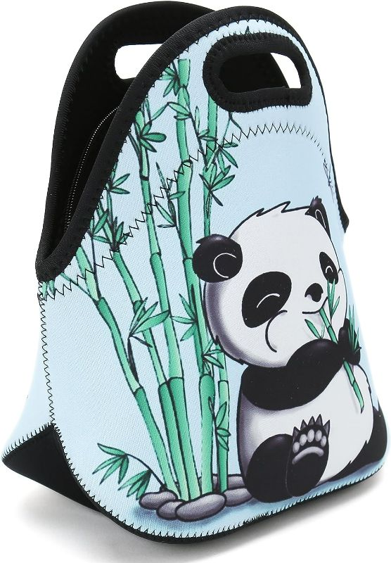 Photo 2 of HAPPYLIVE SHOPPING Neoprene Reusable Insulated Lunch Bag Office Outdoor Thermal Carrying Gourmet Lunchbox Lunch Tote Container Tote Cooler Warm Pouch For Men,Women,Adults (Cute Panda)
