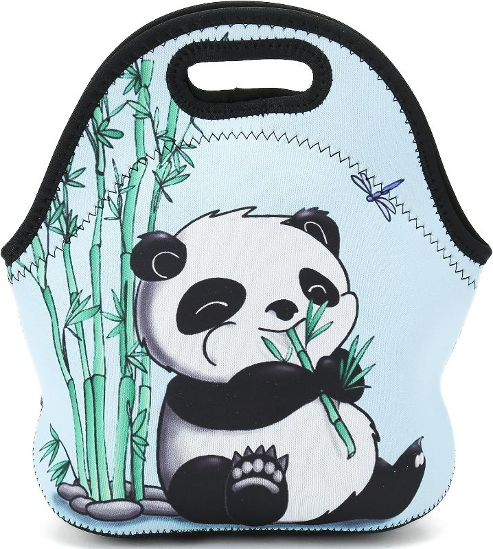 Photo 1 of HAPPYLIVE SHOPPING Neoprene Reusable Insulated Lunch Bag Office Outdoor Thermal Carrying Gourmet Lunchbox Lunch Tote Container Tote Cooler Warm Pouch For Men,Women,Adults (Cute Panda)
