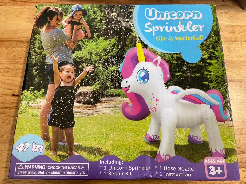 Photo 2 of  Inflatable Unicorn Yard Sprinkler, Inflatable Water Toy for Summer Outdoor Fun, Lawn Sprinkler Toy for Kids