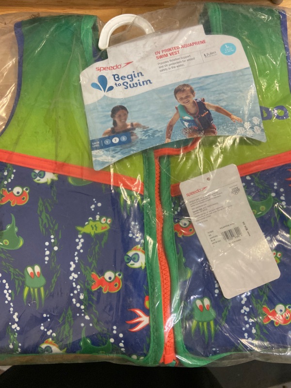 Photo 2 of Speedo Unisex-Child Swim Flotation Classic Life Vest Begin to Swim UPF 50 Large Sapphire Blue Printed