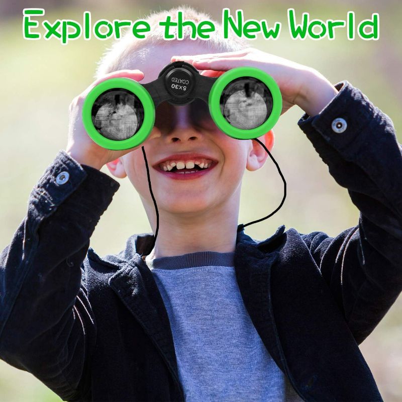 Photo 1 of Kids Binoculars Shock Proof Toy Binoculars Set for Age 3-12 Years Old Boys Girls Bird Watching Educational Learning Hunting Hiking Birthday Presents
