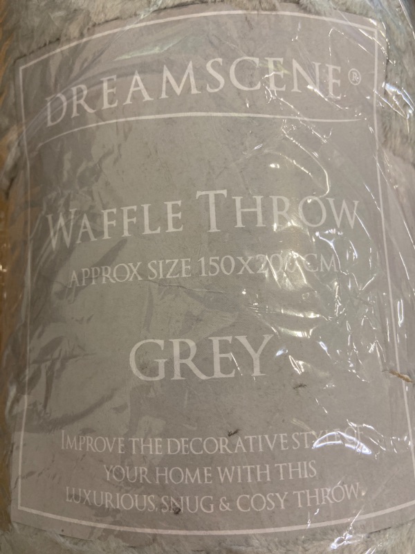 Photo 2 of Dreamscene Waffle Throw Over Sofa Blanket 150 x 200cm - Grey