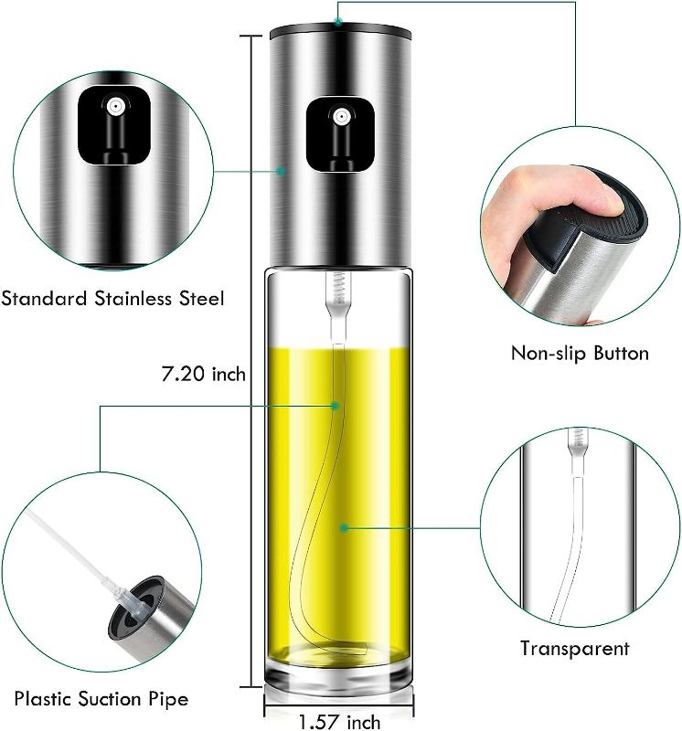 Photo 2 of Oil Sprayer for Cooking, Olive Oil Sprayer Mister, 100ml Olive Oil Spray Bottle, Olive Oil Spray for Salad, BBQ, Kitchen Baking, Roasting
