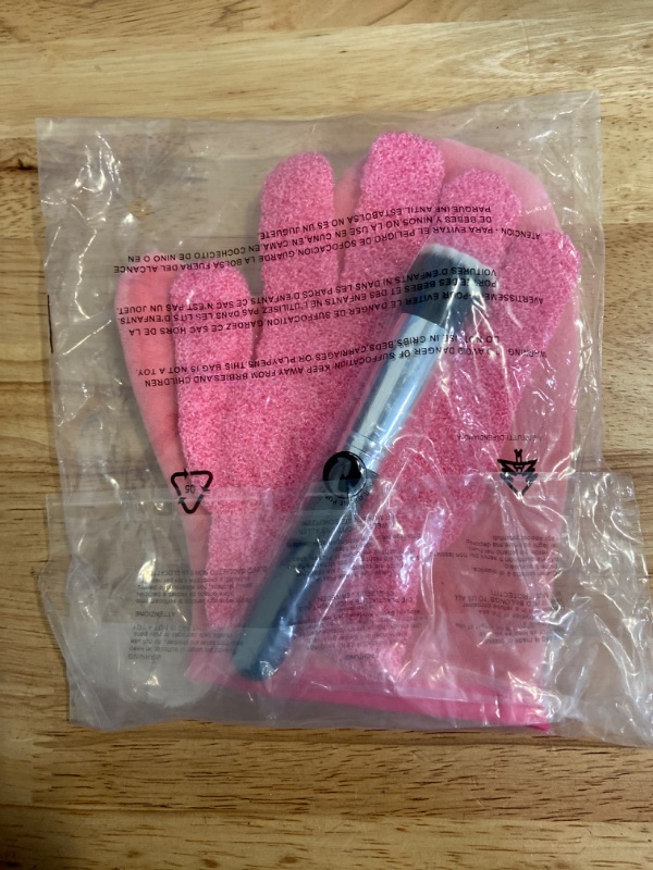 Photo 2 of Self Tanning Mitt Set, 1 Self Tanning Mitt, 1 Self Tanner Lotion Back Applicator, 1 Self Face Tanning Brush, 1 Exfoliating Glove, Self Tan Kit (3pcs tanning set) PINK 
