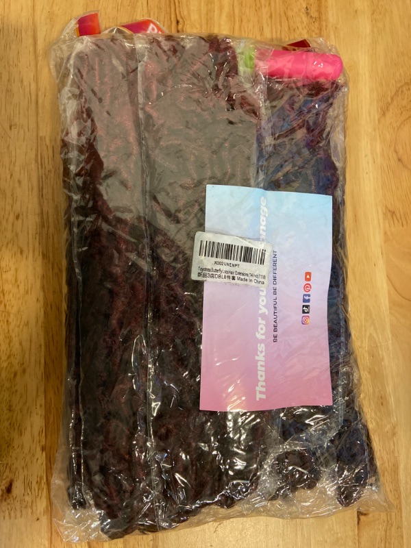 Photo 1 of ToyoTress Butterfly Locs Crochet Hair - 14 inch 8 Pcs Ombre Burgundy Faux Locs Pre-twisted Distressed Crochet Braids Pre-looped Synthetic Braiding Hair Extensions (14 Inch, T118-8P)
