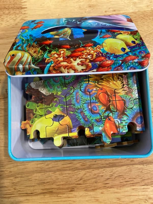 Photo 1 of 60 PCS Cartoon Jigsaw Puzzle with Iron Box Early Learning Educational Baby Toddler Toy(2#)

