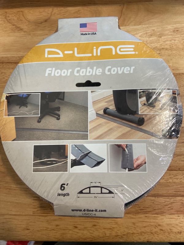 Photo 2 of D-Line 6ft Floor Cord Cover, Cable Protector, Extension Protect Wires & Prevent Trips, Management Solution - Cavity = 0.63" (W) x 0.31" (H) Gray 6 Feet Gray