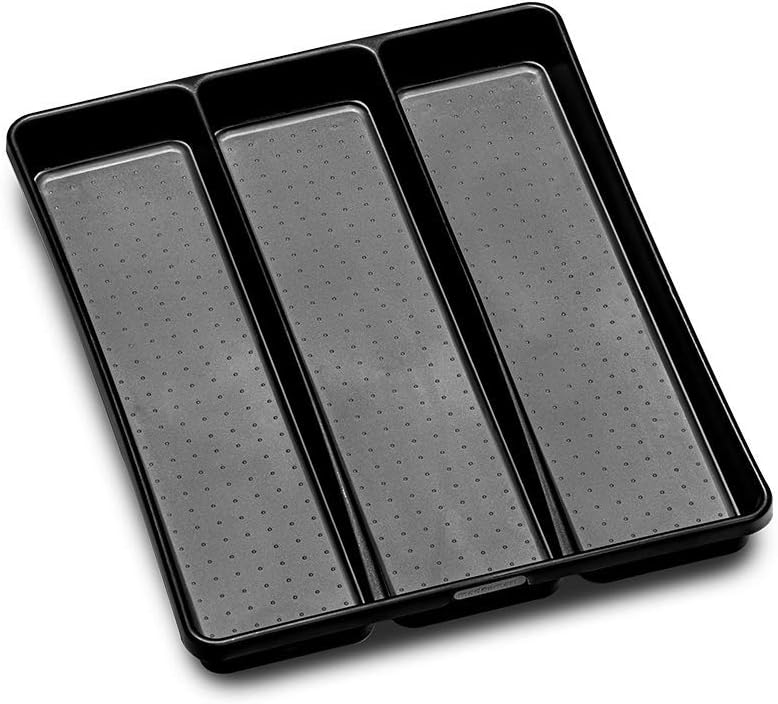 Photo 1 of madesmart Classic 3-Compartment Plastic Utensil Tray for Drawers, Multipurpose Storage Tray Drawer Organizer, Carbon

