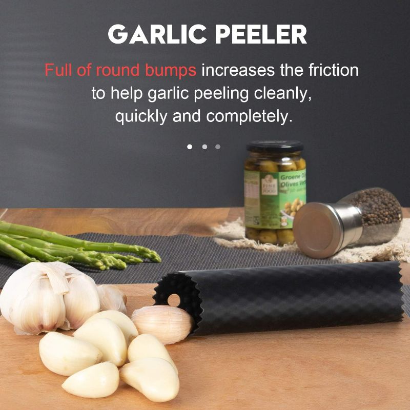 Photo 2 of Mempedont Garlic Press Mincer - 304 Stainless Steel Garlic Crusher & Peeler Set, Longer, Detachable, Rust Proof Garlic Mincer Design for Extracts More Garlic Paste Per Clove - Extended Version

