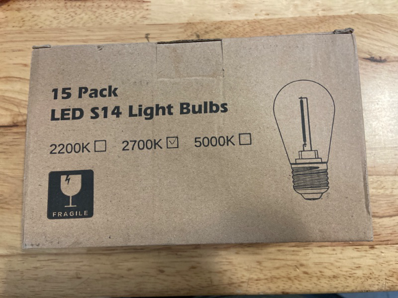 Photo 2 of Banord 15 Pack Dimmable 2W S14 Replacement LED Bulbs, 2700K Warm White Waterproof Outdoor String Lights Vintage LED Filament Bulb, Shatterproof E26 Screw Base Edison LED Light Bulbs
