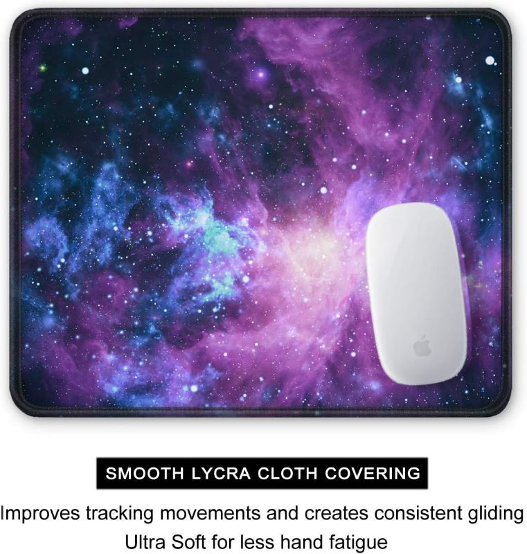 Photo 2 of Auhoahsil Mouse Pad, Square Outer Space Mousepad Anti-Slip Rubber Mouse Mat with Durable Stitched Edge for Office Gaming Laptop Computer PC Men Women Kids, 11.8 x 9.8 in, Custom Galaxy & Stars Design 2Pack 
