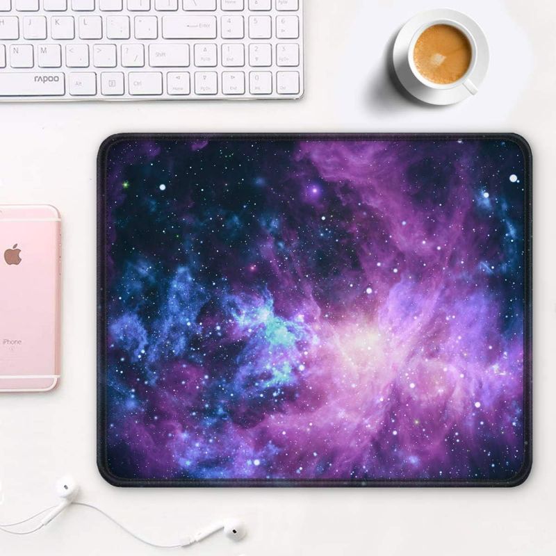 Photo 1 of Auhoahsil Mouse Pad, Square Outer Space Mousepad Anti-Slip Rubber Mouse Mat with Durable Stitched Edge for Office Gaming Laptop Computer PC Men Women Kids, 11.8 x 9.8 in, Custom Galaxy & Stars Design 2Pack 
