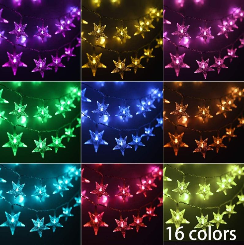 Photo 2 of Star String Lights Battery Operated, 50 LED Color Changing Star Lights 16.5 Ft Color Changing Bedroom Fairy Lights with Remote Timer for Bedroom, Indoor, Outdoor, Wedding, Party Decór