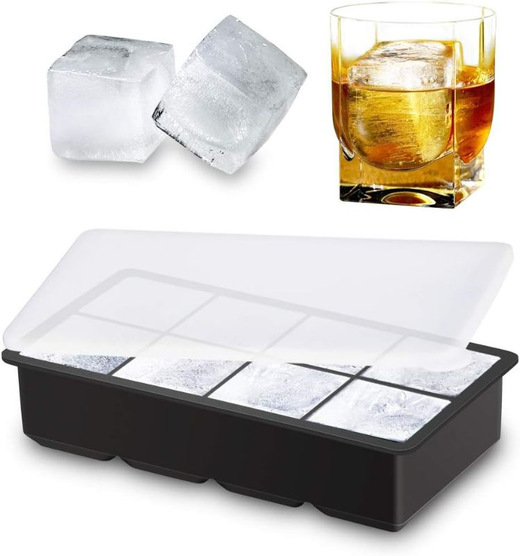 Photo 1 of Alinana Ice Cube Tray with Lid, BPA Free Food Grade Ice Cube Molds for Whiskey, Large Silicone Ice Cube Tray for Cocktails
