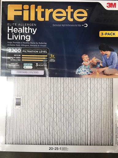 Photo 1 of Filtrete 3M Ultra Allergen 2200 Air Filter 20x25x1 - 3pack - Damaged 
