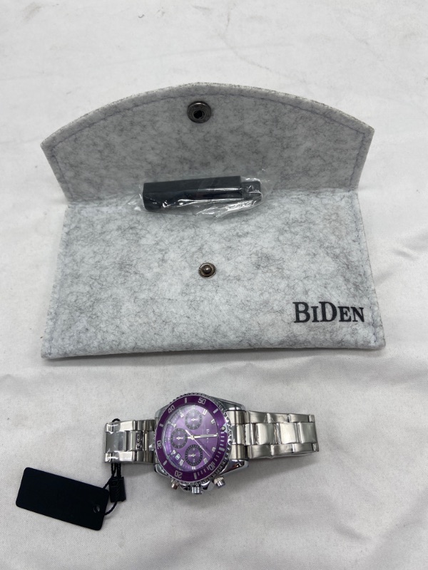 Photo 4 of BIDEN Womens Watches Chronograph Stainless Steel Waterproof Date Analog Quartz Unisex Watch Business Fashion Wrist Watches for Women
