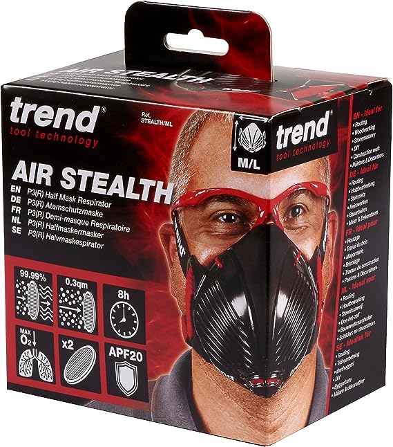 Photo 2 of Trend Air Stealth Dust Mask, Half Mask with Replaceable Twin HEPAC Filters for Woodworking, Building & Construction Work
