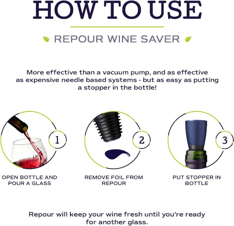 Photo 3 of Repour Wine Saver and Stopper - Removes Oxygen, Preserving and Keeping Wine As Fresh As The Day The Bottle Was Opened (10-Pack)
