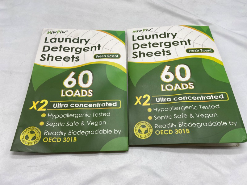 Photo 2 of Miw Piw Laundry Detergent Sheets - 120 Loads Liquidless Laundry for Sensitive Skin- Travel Clean Strips - Zero Waste Eco friendly Biodegradable Plastic Free Washer