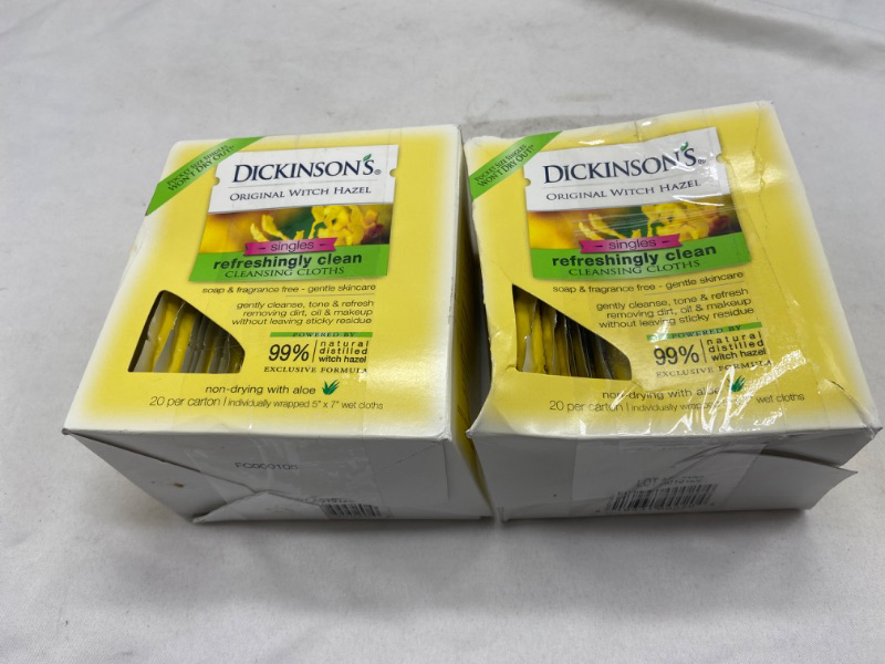 Photo 2 of Dickinson's Cleansing Cloths, Original Witch Hazel, Refreshingly Clean, Singles - 40 cloths