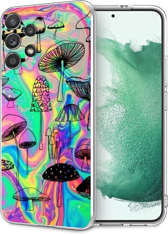 Photo 1 of Compatible with Samsung Galaxy A52 5G Case, Colorful Cool Shrooms Trippy Psychedelic Mushroom Aesthetic Clear Phone Case Gift TPU Shockproof Protective Case
