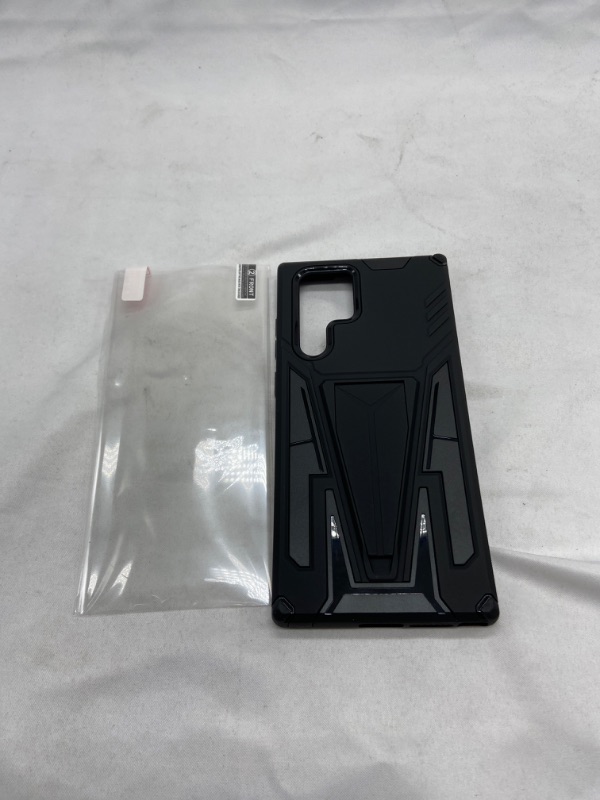 Photo 2 of Shockproof Phone Case For Samsung Galaxy S22 Ultra, Black Kickstand, Anti-Crash