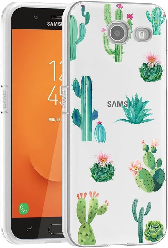 Photo 1 of Bohefo Clear Case Compatible with Galaxy J3 Prime/J3 Emerge/Express Prime 2/Amp Prime 2/J3 Mission/J3 Eclipse/J3 Luna Pro Case, TPU Protective Phone Case Cover for Samsung Galaxy J3 2017 (Cactus)
