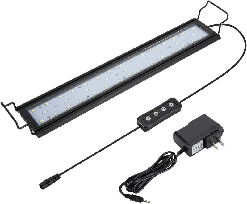 Photo 1 of 14W Full Spectrum Aquarium Light with Aluminum Alloy Shell Extendable Brackets, White Blue Red LEDs, External Controller, for Freshwater Fish Tank (18-24 inch)